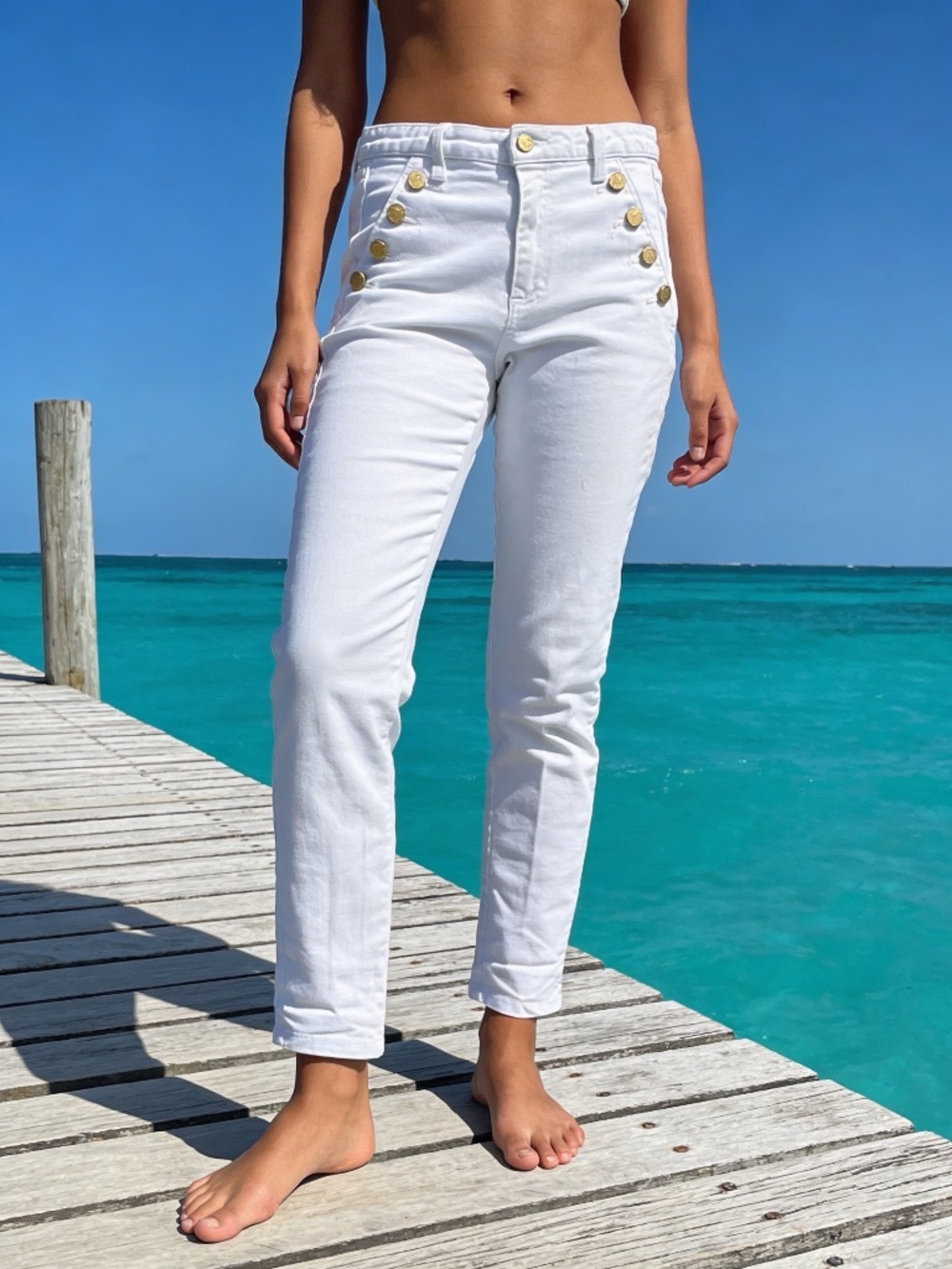 Ramy Brook Ivory Sailor Jeans Size 25